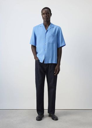 Mango Camicia misto modal tasca blu - Uomo - XXL - MANGO MAN