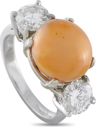 Luxury Bazaar Platinum 1.80ct Diamond and Conch Pearl Ring MF29-051826