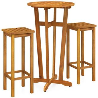 vidaXL Mesa Y Taburetes Altos De Jard&iacute;n 3 Pzas Madera Maciza Acacia Vidaxl