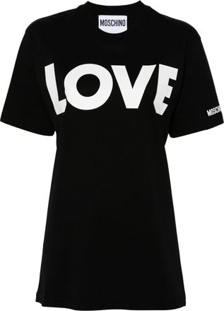 Moschino text-print T-shirt - women - Cotton - S - Black