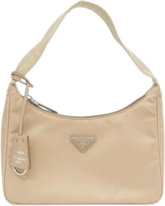Prada Pre-owned Tessuto Schoudertas - Dames - Vintage Schoudertas - Beige - ONE Size - Vintage
