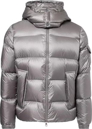 Moncler Down Jackets, male, Gray, XL, Grey Puffer Jacket with Padded Details