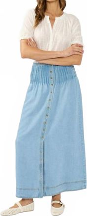Lovestitch Harper Skirt With Pintucks In Light Wash