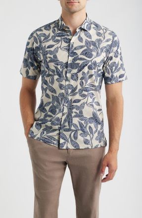 Tori Richard Branching Out Short Sleeve Button-Up Shirt in Ivory at Nordstrom, Size Xx-Large