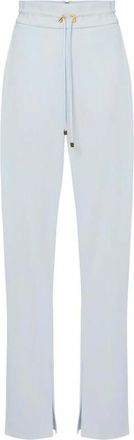 Elisabetta Franchi Broeken, Dames, Blauw, L, Leer, Lichtgewicht Crêpe Stoffen Broek