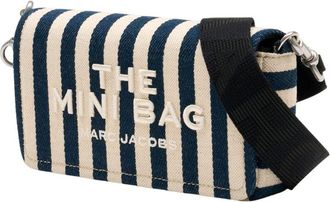 Marc Jacobs Womens Striped Cotton Canvas Crossbody Bag Navy
