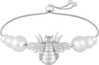 Splendid Pearls Silver Diamond 5-5.5Mm Pearl Bracelet
