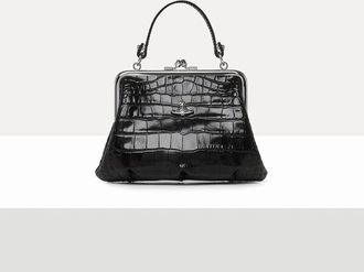 Vivienne Westwood Granny Frame Purse Emboss Croc Leather Black One Size Women