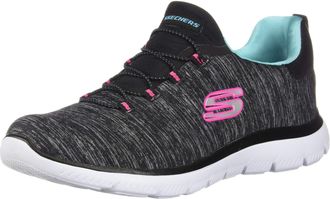 Skechers Womens Summits-quick Getaway Sneaker, Black Light Blue, 5.5 UK