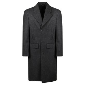 Prada Single-Breasted Coat in Wool - male - Prada - Single-Breasted Coats - Gray - M - Coats