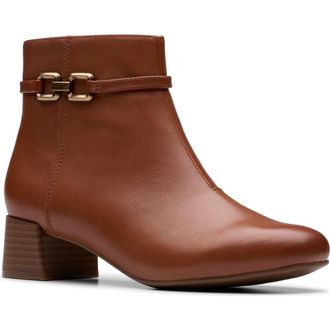 Clarks Iridessa Air Ankle Boot - Wide Width Available in Dark Tan Leather at Nordstrom Rack, Size 8.5