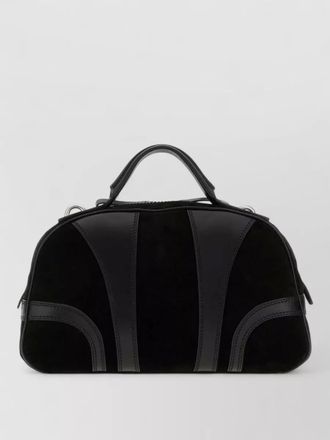 Dries Van Noten suede and leather structured top handle bag