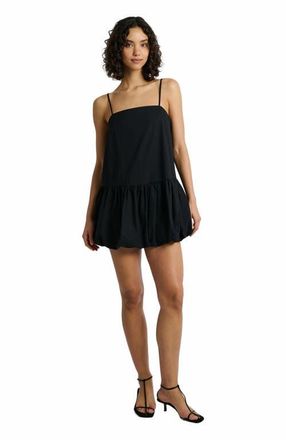 Onia Air Linen Bubble Mini Dress in Black at Nordstrom, Size 6
