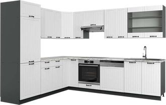 Vicco Cocina Esquinera Fame-line, Casa De Campo Blanca/antracita, 227 X 287 Cm, Et M&aacute;rmol