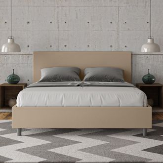 Les Tendances Les Tendances - Letto Matrimoniale Senza Rete Imbottito 160x200 Similpelle Tortora Adele