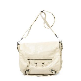 Balenciaga Pre-owned Womens Folk Messenger Shoulder Bag - Beige - One Size
