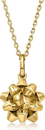 Ross-Simons 18kt Gold Over Sterling Bow Pendant Necklace