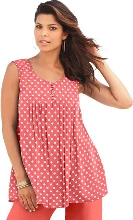 Roaman's Pleated Tank in Sunset Coral Diamond Geo at Nordstrom, Size 34
