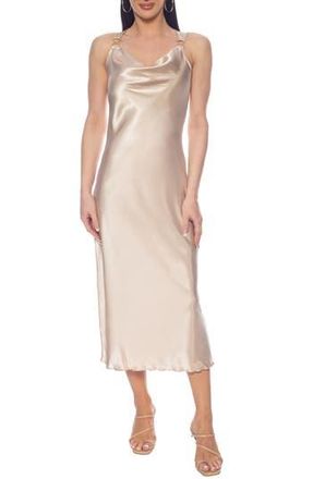 Tash And Sophie Satin Cowl Neck Dress in Champagne Gold at Nordstrom Rack, Size X-Large