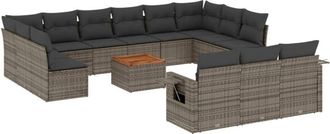 vidaXL Set De Sof&aacute;s De Jard&iacute;n 14 Pzas Con Cojines Rat&aacute;n Sint&eacute;tico Gris Vidaxl