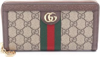 Gucci Beige Brown Multi-Color Gg Supreme Leather Long Wallet (Bi-Fold) (Pre-Owned)