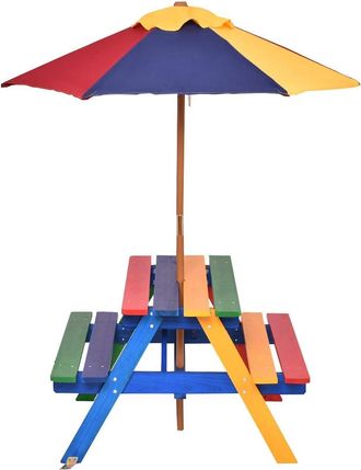 Costway Costway - Juego De Mesa Y Banco Con Sombrilla Para Ni&ntilde;os Asiento De Camping Para Jard&iacute;n Exterior Picnic Hogar Playa