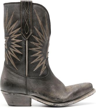 Golden Goose Wishstar leather western boots - women - Calf Leather/Calf Leather/Calf Leather - 41 - Black