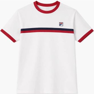 Fila Mens Fila Rosario T-Shirt Gardenia/Garnet/Fila Navy - White - Size: 40