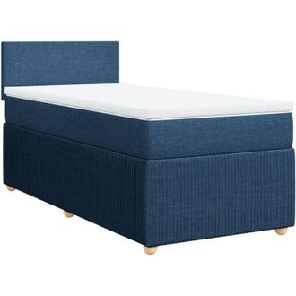 vidaXL Cama Box Spring Con Colch&oacute;n Tela Azul 90x190 Cm Vidaxl