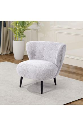Living and Home Upholstered Chenille Louge Chair in Grey