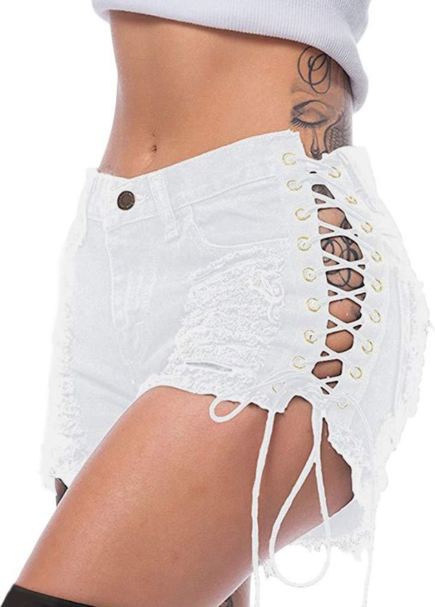 Onsoyours Pantaloncini Jeans Donna Strappati Vita Bassa Pantaloni Corti Denim Elasticizzato Estivi Hot Pants Jeans Shorts C Bianco Medium da 13 89 su Stylight