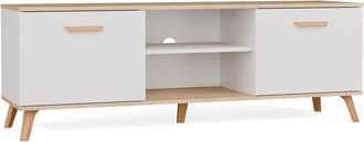 Topeshop Olympo 150 - Mueble Tv, 2 Puertas, 4 Estantes - 150x52x40 Cm - Blanco / Roble Artisan