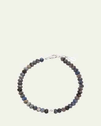 Jan Leslie Mens Blue Sapphire Beaded Bracelet
