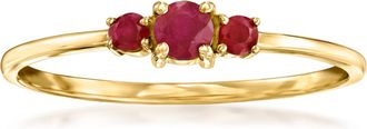 RS Pure by Ross-Simons Ruby 3-Stone Ring in 14kt Yellow Gold