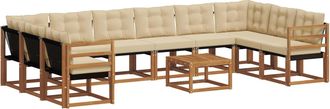 vidaXL Conjunto De Sof&aacute;s De Exterior 11 Uds. Natural Y Beige Vidaxl