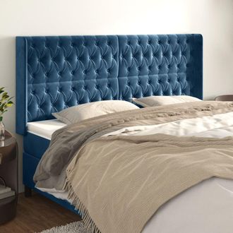 vidaXL Cabecero Con Orejas De Terciopelo Azul Oscuro 183x16x118/128 Cm Vidaxl