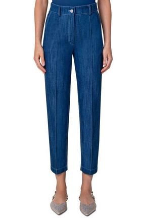 Akris Feryn Tapered Leg Stretch Denim Ankle Jeans in Blue Denim at Nordstrom, Size 10