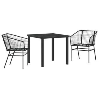 Berkfield Home 3 Piece Garden Dining Set Black Poly Rattan