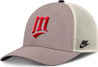 Nike Minnesota Twins Cooperstown Rise Nike Mens MLB Adjustable Trucker Hat in Brown | NB1L0M6HMNT-L4S