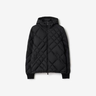 Burberry Check-stitch Nylon Doversgreen Puffer Jacket, Size Medium