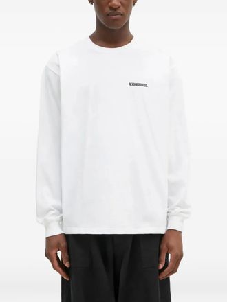 Neighborhood T-shirt a maniche lunghe con logo - Bianco