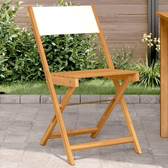 vidaXL Vidaxl - Sillas De Bistr&oacute; 2 Uds Madera Maciza Acacia Y Tela Crema Blanco