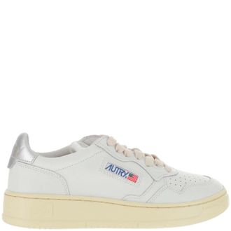Autry Leather Trainers with Front Lacing and Metallic Heel Tab