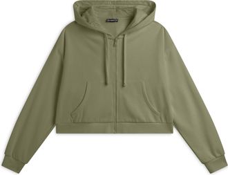 Freddy Felpa corta oversize con zip e cappuccio decorato da ricamo