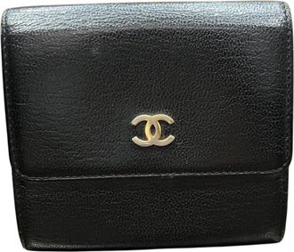 Chanel Black Leather Wallet (Tri-Fold) (Pre-Owned)