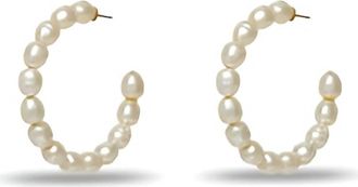 Lele Sadoughi Womens Stardust Pearl Hoop Earrings