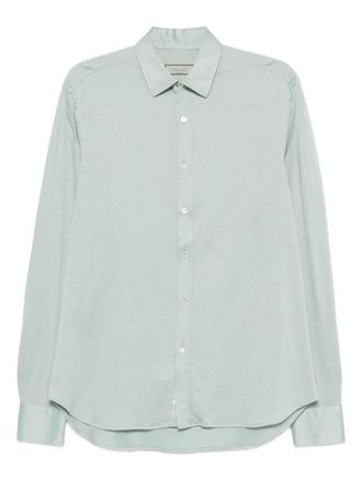 Canali long-sleeve cotton-blend shirt - Green
