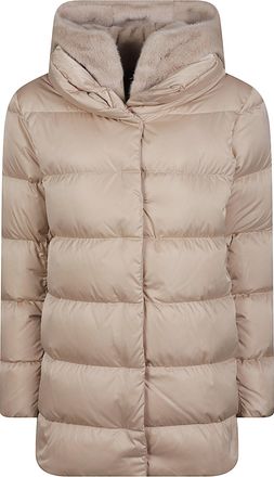 Herno Quilted Down Jacket with Faux Fur Collar and Concealed Closure