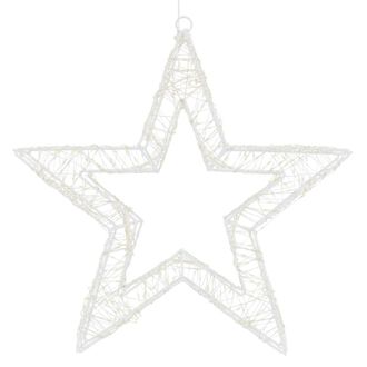 ECD Germany Estrella de Navidad LED decorativa colgante 38 cm blanca, temporizador