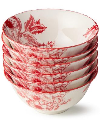 Certified International Crimson Noel Set Of 6 Medium All Purpose Bowls